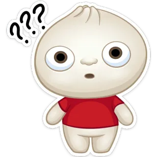🤔 ??? pregunta, confundido, emoji, dibujo animado, personaje, lindo, empanadilla whatsapp sticker
