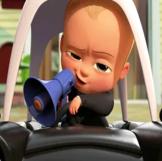 📢 Boss Baby The Boss Baby bébé, costume, mégaphone, dessin animé, animé, boss telegram sticker