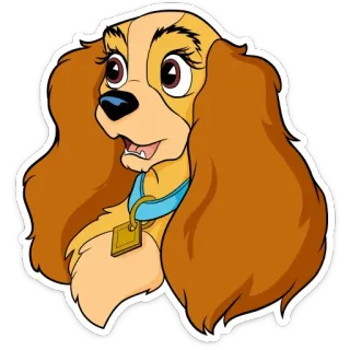 😳 Lady Lady and the Tramp pies, kreskówka, zwierzę, Disney, Zakochany kundel, Lady telegram sticker
