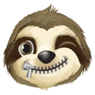 🤐 preguiça, zíper, mudo, silêncio, animal, desenho animado whatsapp sticker