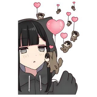 🥰 Anime, Dziewczyna, Serce, Słodki, Szczeniak, Balon whatsapp sticker