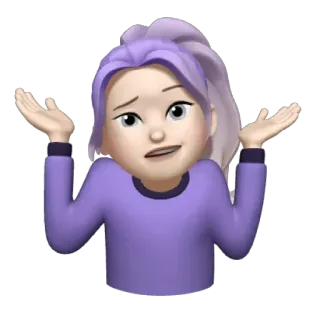 🤷‍♀ Biểu tượng cảm xúc, Cô gái, tóc tím, bối rối, nhún vai, câu hỏi telegram sticker