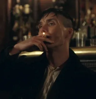 🚬 Thomas Shelby Peaky Blinders Thomas Shelby, Peaky Blinders, Cillian Murphy, cigarette, man, portrait, gangster telegram sticker