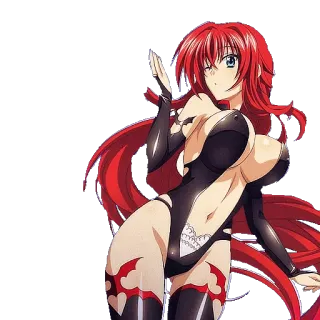 😉 Rias Gremory High School DxD Anime, Cabelo Ruivo, Diabo, Fan Service, Ecchi telegram sticker