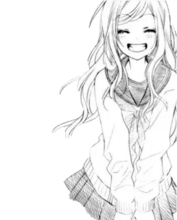 😁 Anime, Gadis, Seragam sekolah, Senyum, Bahagia, Manga telegram sticker