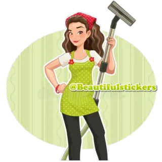 😉 @Beautifulstickers mulher, dona de casa, limpeza, aspirador, adesivo telegram sticker