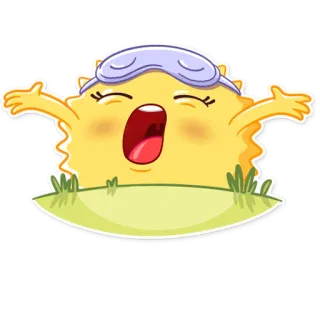 🌅 Sonne, schläfrig, Gähnen, Cartoon, Sticker, süß, Schlafmaske telegram sticker