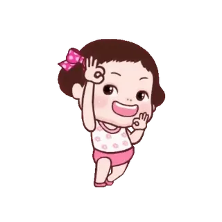 🤝 cartoon, girl, cute, ok gesture, happy telegram sticker