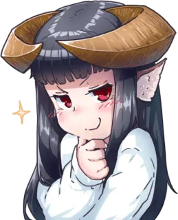 😏 anime, girl, demon, cute, horns, sparkle telegram sticker
