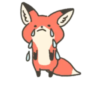 😢 狐狸, 哭泣, 悲伤, 卡通, 动物, 贴纸 telegram sticker