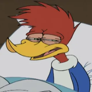 😣 Woody Woodpecker legnoso, picchio, cartone animato, stanco, assonnato telegram sticker