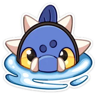 😭 สติกเกอร์, น้ำ, การ์ตูน, น่ารัก, สีน้ำเงิน, สัตว์ telegram sticker