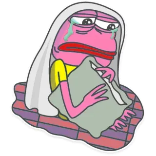 😴 chorando, triste, emoji, rosa, desenho animado, lágrimas, almofada telegram sticker