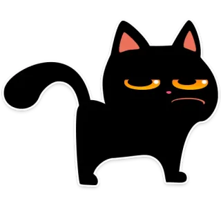 😑 Katze, schwarze Katze, grummelig, Sticker, Cartoon telegram sticker