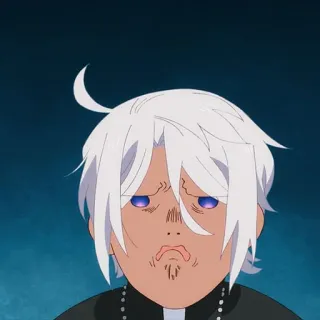 😫 animé, drôle de tête, cheveux blancs whatsapp sticker