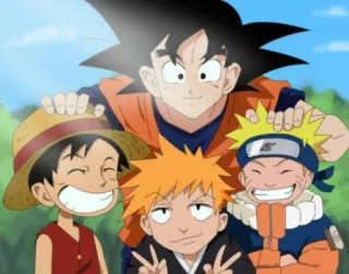 🙂 anime, crossover, Goku, Naruto, Luffy, Ichigo telegram sticker