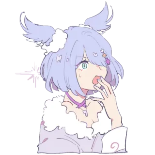 😳 chica anime, linda, pelo morado, preocupada, dibujos animados, ilustración telegram sticker