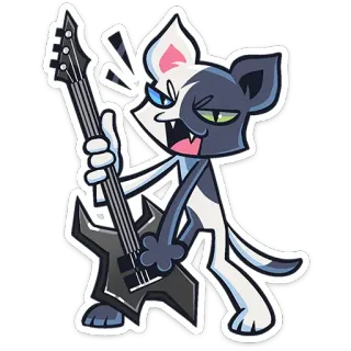 ⭐ cat, guitar, music, cartoon, sticker telegram sticker