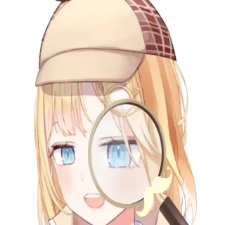 👀 Amelia Watson anime, detective, magnifying glass, girl, hololive whatsapp sticker