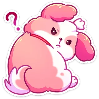 ❓ puppy, dog, cartoon, sticker, question, cute telegram sticker