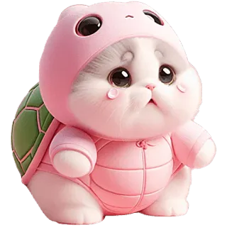 😩 chat, tortue, mignon, animal, rose, kawaii, dessin animé whatsapp sticker