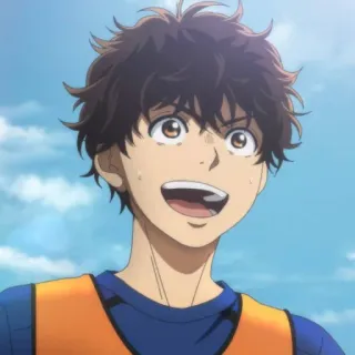 ⚽️ Anime, Desenho animado, Retrato, Feliz, Sorrindo, Menino, Personagem telegram sticker