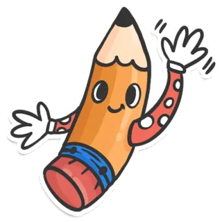 😀 matita, cartone animato, cancelleria, carino, illustrazione, disegno whatsapp sticker