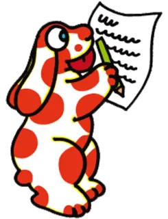 😋 chien, écriture, crayon, pois, papier whatsapp sticker