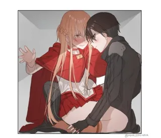❤️ Asuna Sword Art Online Anime, Casal, Sword Art Online, Kirito, Fanart, Ilustração telegram sticker