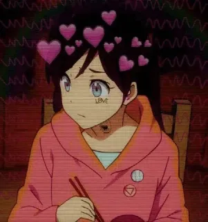 ❤️ LOVE アニメ, 女の子, ハート, 愛, かわいい telegram sticker