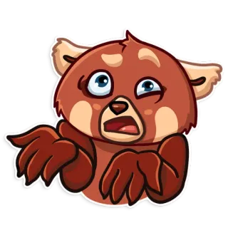 😫 panda rojo, pegatina, dibujo animado, impactado, sorprendido, animal, lindo whatsapp sticker