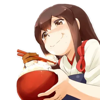 ☺️ anime, eating, food, chopsticks, rice telegram sticker