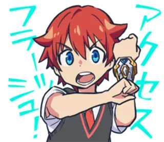 🔦 アクセス！ Anime, Junge, rote Haare, Handgelenkgerät telegram sticker