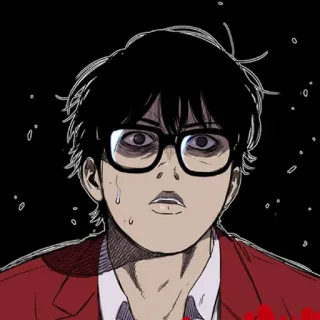 😳 Anime, Cartoon, Figur, Brille, Schweiß whatsapp sticker