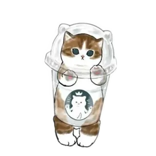 💎 cat, coffee, starbucks, animal, cute, sticker, kawaii, drink telegram sticker