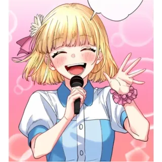 ✨ Anime meisje, Idool, Microfoon, Zingen, Lachend, Blij telegram sticker