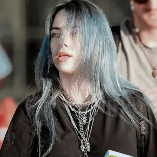 🌊 Billie Eilish piosenkarz, celebryta, muzyk, gwiazda pop, niebieskie włosy, Billie Eilish telegram sticker