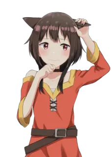 😢 Megumin Konosuba Anime, Manga, Kawaii, Katzenohren, Süß, Anime Mädchen whatsapp sticker