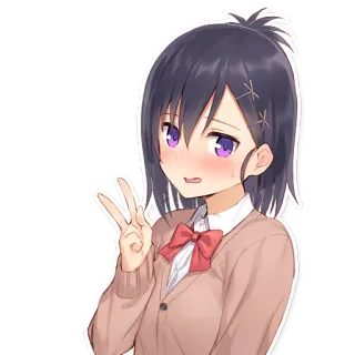 ✌ Anime, Manga, Cartoon, Mädchen, Frieden, Süß, Schuluniform telegram sticker