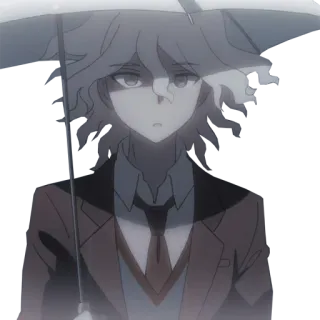 🌂 Nagito Komaeda Danganronpa anime, nagito komaeda, danganronpa, character, boy, grey, umbrella telegram sticker