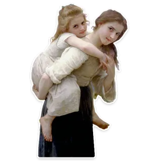 👭 painting, mother, child, artwork, family, portrait telegram sticker