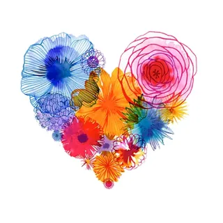 🌷 floreale, cuore, acquerello, fiori, arte, amore whatsapp sticker