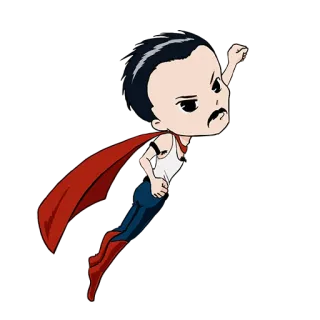 🔝 Freddie Mercury Freddie Mercury, Queen, super-herói, desenho animado, ícone da música, cantor, banda whatsapp sticker