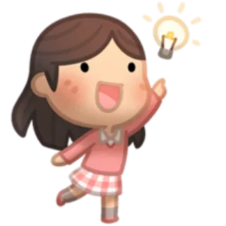 💡 Cartoon, Gloeilamp, Idee, Meisje, Leuk, Blij, Inspiratie telegram sticker