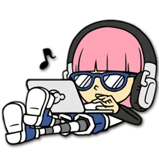 🎧 music, headphones, tablet, gaming, pink hair telegram sticker