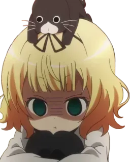 ✔ Аниме, Злой, Девочка, Кот, Милый, Стикер telegram sticker
