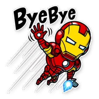 👋 Iron Man ByeBye Iron Man, Marvel, Superhero, Kartun, Stiker, Sampai jumpa, Selamat tinggal telegram sticker