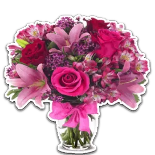 🌸 flowers, bouquet, roses, lilies, pink whatsapp sticker