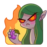 😡 elfo, bravo, desenho animado, fogo, ameixa roxa telegram sticker