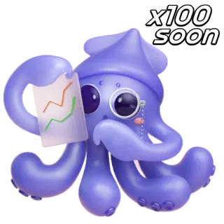 😏 x100 soon polvo, investimento, bolsa de valores, desenho animado, finanças, negócios, trading, cripto whatsapp sticker